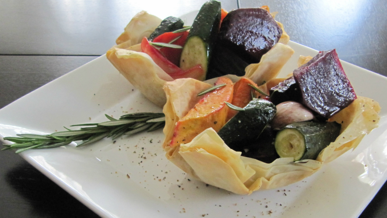 Mediterranean Vegetables Filo Basket